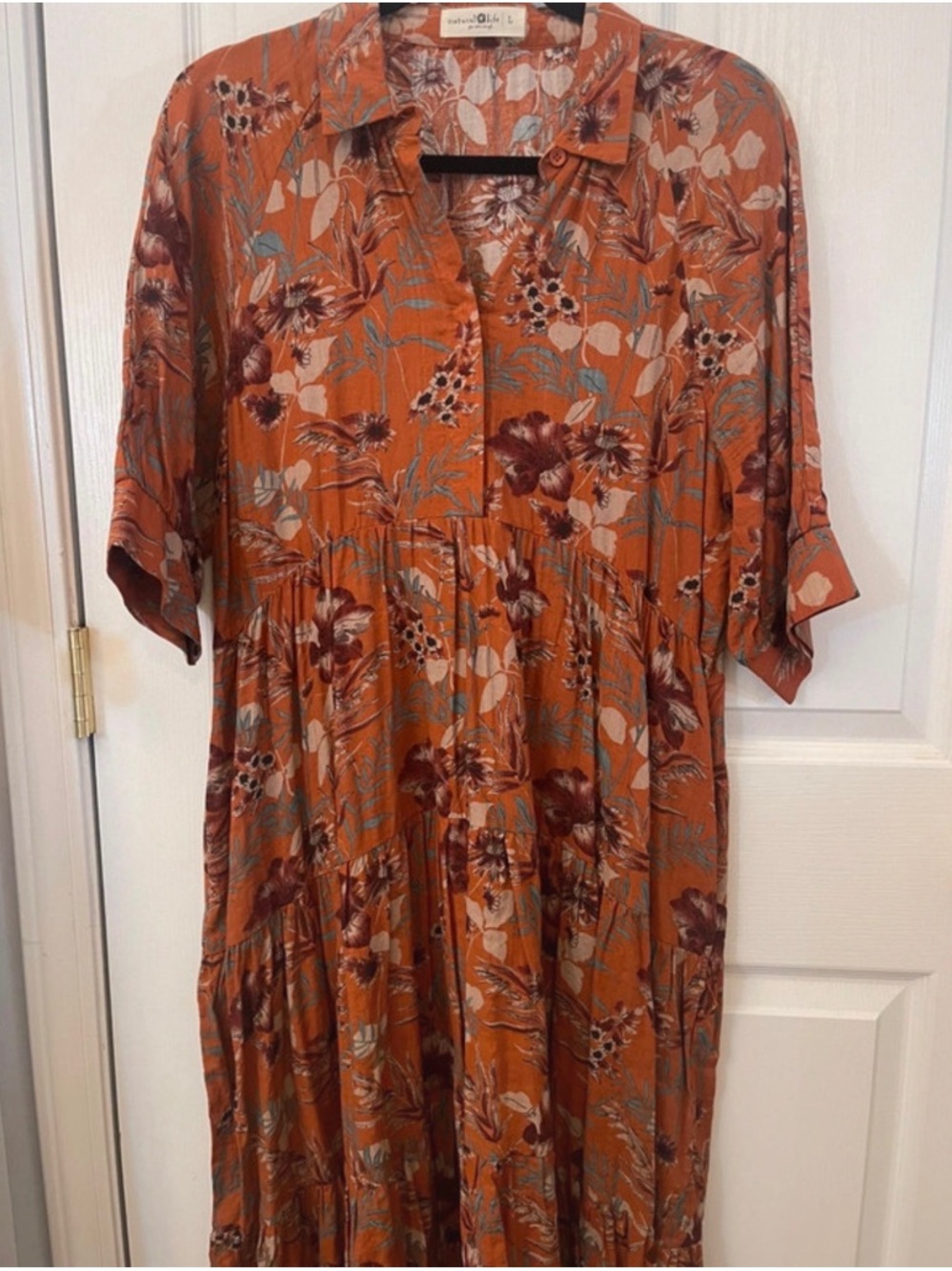 NATURAL LIFE Cinnamon Brown Floral Midi Dress